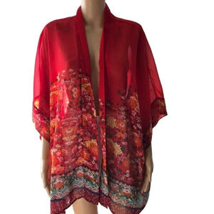 Boho floral prints Kimono/Cardigan coverup bikini oversized S